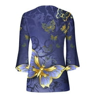 Košulje za jesen za žene V izrez Gumb Up Dressy Casual T majice Tunički vrhovi labavi Flowy Womens Bluzes