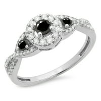 DazzlingRock kolekcija 0. Carat 10K crno-bijeli dijamantni kamen halo zaručni prsten za brisanje, bijelo