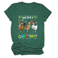 Lovskoo Ljetni vrhovi za žene Trendi bluzes Crewneck Božićne košulje Ležerne prilike za piletinu Majica