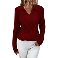 Modna odjeća Ženska ležerna džemper revel Solid Boja Slim Fit V izrez Plint džemper v Džemerom izrezom