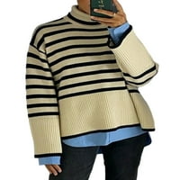 Pletni džemper s dugim rukavima za žene Ležerne prilike Stripe Turtleneck džemperi Jumper Pulover