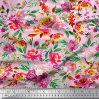 Soimoi narančasta pamučna poplin lišće tkanine i ružičasto cvjetni akvarel ispisuje šivanje tkanine bty wide