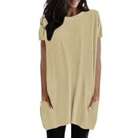 Bluze Fattazi Womens Plus veličine Tors T-majice Žene Ljeto Ležerne prilike Solid Lover Loaper Crewneck