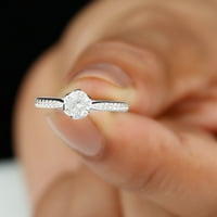 Zaručni prsten pasijansa - moissan prsten sa bočnim kamenjem, srebrnim srebrom, US 9.00