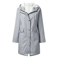 Zkozptok Ženska jakna za kišu s kapuljačom, termalni kaput na otvorenom Vjetrootporne jakne sa džepovima,