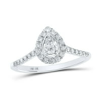 Ženska solidna 10kt bijela zlatna okrugla Diamond Halo prsten CTTW veličine 7,5
