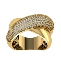 Araiya 14k Yellow Gold Diamond Criss Cross Band prsten za žene, veličina 9.5