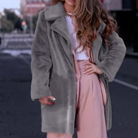 Zodggu Fau Plush Winter Warm Cardigan kaput dame casual moda Žene plus čvrsti džep u boji Modni kaputi