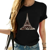 Eiffel Towerin skica u obliku modnog ženskog grafičkog tima - ljetni vrh sa stilskim print francuskim
