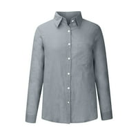 Fjofpr Ženski bluza Žene rubne majice Dugi rukavi plus veličina Ležerne prilike pune boje lapela labava