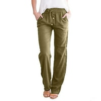 I ravne čvrste elastične hlače duge posteljine za vuču ženske struke pamučne pamučne hlače Ljetne žene rade posao