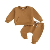 Bagilaanoe Toddler Baby Girl Boy Long hlače Set vez za vez dugih rukava Duks pulover + duks 3T dječji