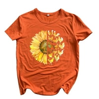 Žene ljetne vrhove modni povremeni ispisani vrat Chick kratki rukav na vrhu bluza narandžasta L