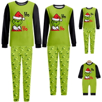 Porodica Podudaranje Božićne pidžame Set Merry Božić Claus Cartoon Green Print Baby-Kids-Dečiji-Odrasli-Pet