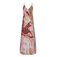 Gotyou modne haljine Ženski povremeni ispisani ispisani džep špageta remen hladne ramene bez rukava