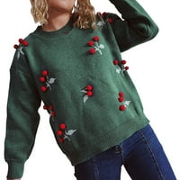FVWitlyh Prevelizirani džemperi za ženska povremena posadna vrata Split pulover Duks s dugim rukavima