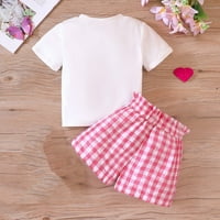 Slatke ljetne dječje djevojke Outfits Set Pismo Ispis majica + postavljene plaćene kratke hlače pogodno