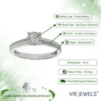 CTTW Diamond zaručni prsten za žene, okrugli laboratorijski uzgojen dijamantni prsten u 0. Sterling