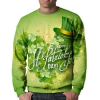 FESFESFES majice s dugim rukavima za muškarce Ležerne prilike pulover s dugim rukavima St. Patrick 3D