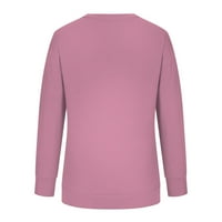 Dukseve za žene Jesen modni casual crewneck dugi rukav pulover pulone bočne boje Split tanki bluze tamno ružičasti xxl