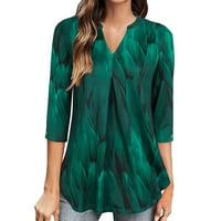 FSQJGQ Wemenso niz majice s džepovima bluza za žene Dressy Ležerne prilike polka Point Chiffon čipkasti patchwork labavi ženska majica zelena xxl