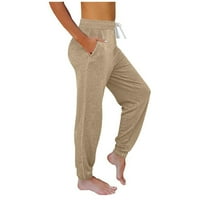 Wavsuf ženske hlače plus veličina sa džepovima čvrste kaki hlače veličine m