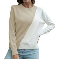 Zimski džemperi za žene Elegantni blok u boji okrugli vrat Džemper za vrat izrez na vrhu pulover dugih