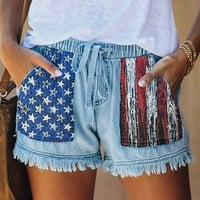Yuwull Ženske kratke hlače Trane kratke hlače plus veličine kratke hlače sa džepovima 4. jula Ležerna američka zastava Ispiši kratke hlače Dnjesne bačve