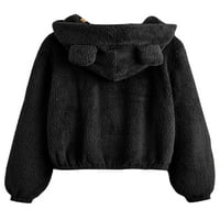 Capreze plišana dukserica za žene Casual Fuzzy Fleece duksevi sa zatvaračem za zipper crna xxl