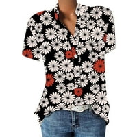 Amlbb Žene Ljetni vrhovi plus veličina ljetne košulje za žene, ženski kratki rukav V Vreći sa gumbom