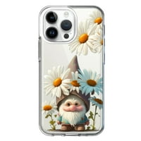 Apple iPhone PRO MA Clear Clear Hybrid Zaštitna futrola Slatka gnome bijela tratinčica cvijeće cvjetni