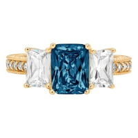3,61ct smaragdni rez prirodni london plavi topaz 18k žuti zlatni godišnjica angažmana kamena prstena