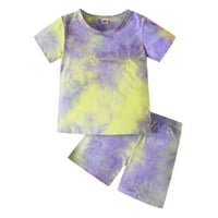 Toddler Baby Girls Proljeće Jesen Print Pamuk Pamuk Kratki rukav Tors Thirt Hots Outfits Set odjeće