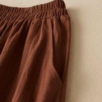 Posteljine pantalone plus veličine Žene Ljeto u boji Ležerni elastični osjećaj pamučnih pamučnih i posteljine