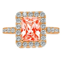 3,84ct smaragdni rez crveni simulirani dijamant 18K ružičasti ružičasti zlato graviranje izjava bridalna
