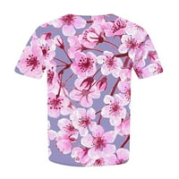 Fragarn Plus veličine vrhova za žene Ljeto cvjetni print Tunic Spring Tops Crewneck Majica kratkih rukava