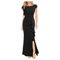 Clearsance Ljetne haljine za žene Dužina gležnja A-line kratki rukav modni okrugli izrez Čvrsta haljina