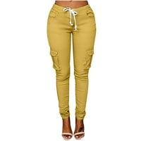 Ženske sportske hlače Čvrsto kolor elastične dukseve visokih struka Comfy pantalone lagane joggers hlače