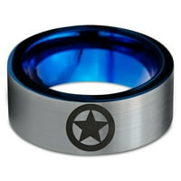 Tungsten astronomski zvjezdani krug Emblem bend prsten za muškarce Žene Udobne cipele Plavo ravni rez