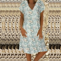 Ženska haljina čišćenja Maxi haljine za žene Ležerne modne žene Ljeto casual V-izrez Friral Print kratkih