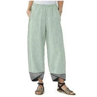 Patchwork pamučne ženske posteljine labave nepravilne hlače casual pantalone čvrste hlače