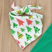 Douhoow Toddler Djevojke Božićna odjeća postavljena zelena rukava s dugim bljeskalicama