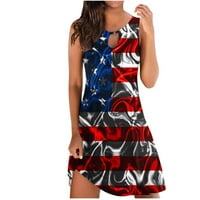 Usmixi Dnevne haljine za žene Patriotic 4. jula Tasterolok za ključene Tunike TANKNI DROVI Okrugli vrat