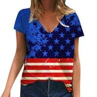 Ženske majice Ležerne prilike Ručno oslikano američka zastava V vrat pulover kratkih rukava Dan za neovisnost