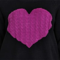 Ciycuit džemper za srce za žene za Valentinovo Ležerne duge rukav duks duks pulover dukseri