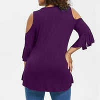Zermoge T-majice vrhovi bluze za čišćenje žena plus veličine, plus veličine Ženska zavoja odjeća čvrsto majica kratkih rukava V-izrez