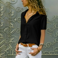 Žene dugih rukava V izrez obične ležerne bluze s majicama dolje majica za ljetne majice od šifona