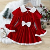 Symoidne haljine za djevojčice za mališane čišćenje Čvrsti pamučni božićni pokloni djeca crvena jesena