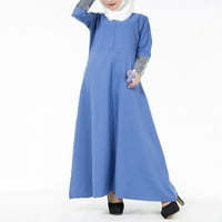 Eleluny Women Musliman Maxi haljina Maxi kaftana islamska arapska party haljina plava l