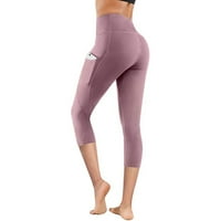 HVYesh ženske joge hlače sa džepom učvršćivača kapri-kapri-kafići za hlače visoke struk istekne pantalone za podizanje ruku Ispisuju udobne duge hlače